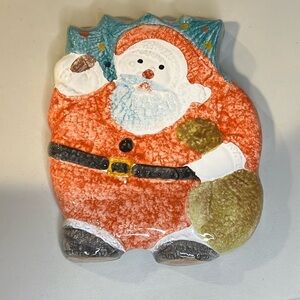 Vintage Made in Italy Hand Painted Santa Wall Hanging